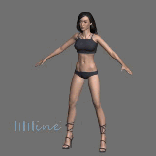 美女人物女孩模特3D模型跳跃动画动作